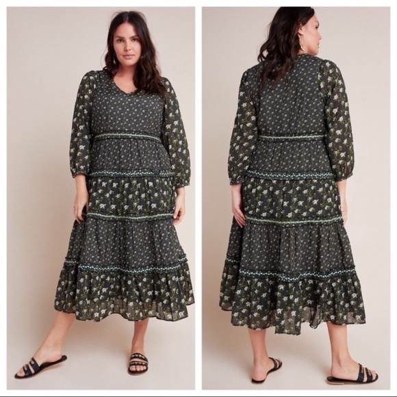 💝Anthropologie Karoline boho inspired tiered maxi - Picture 4 of 10